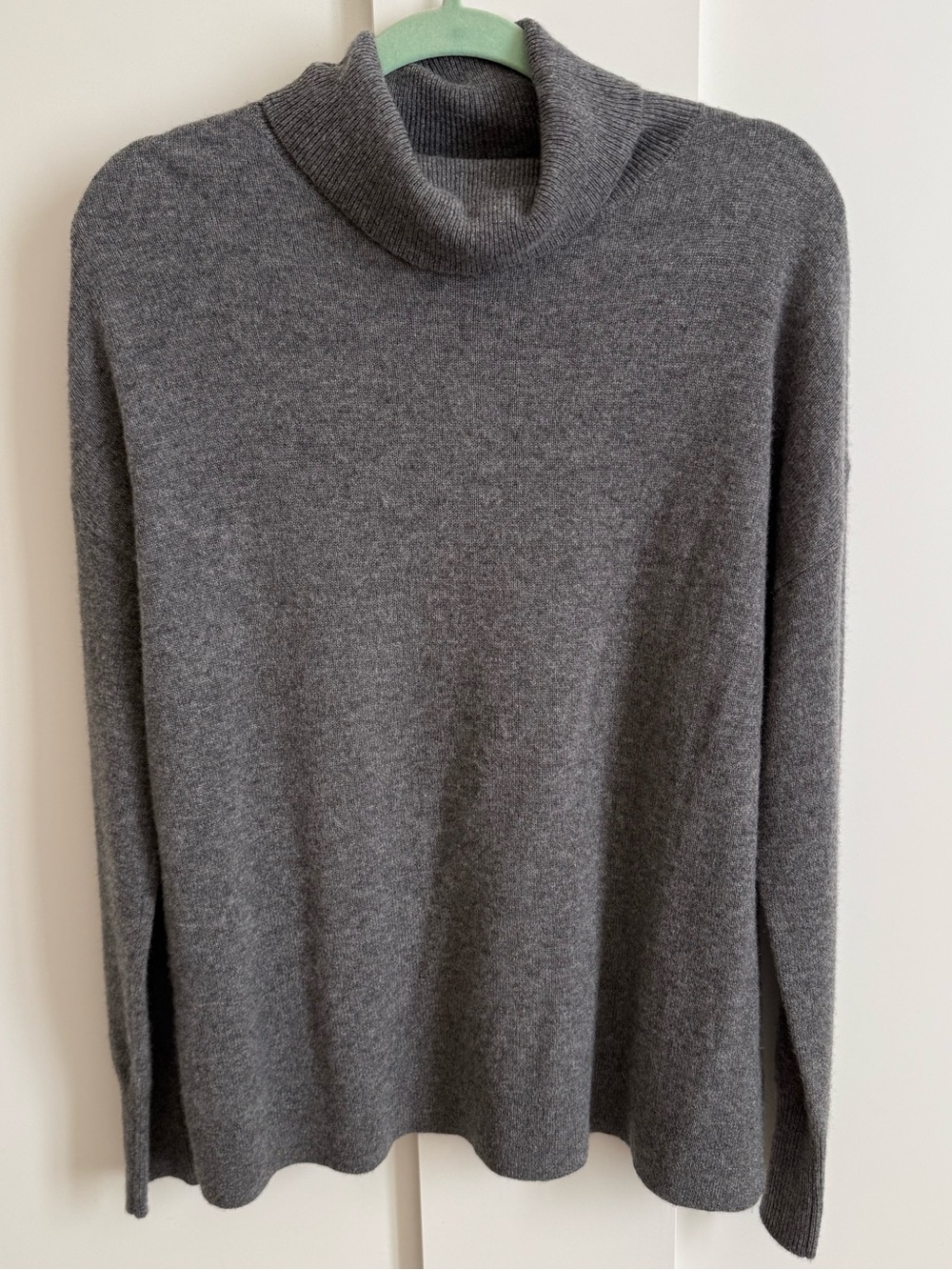 Halogen Nordstrom Cashmere Turtleneck Tunic Sweater Funnel Neck Gray Lux L